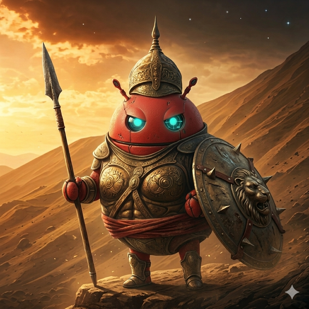 Ancient Hittite warrior with shield and spear